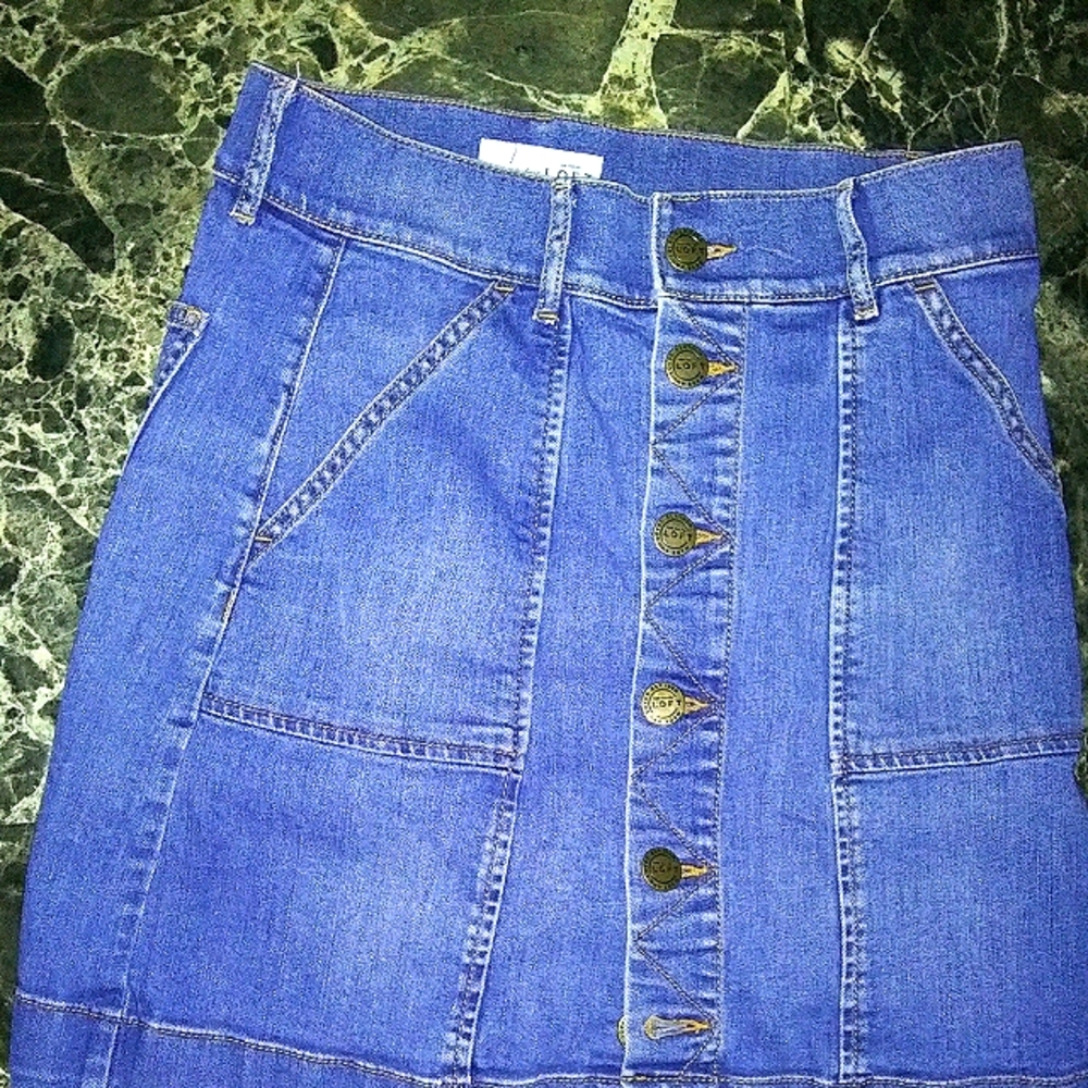 Loft button up Jean skirt